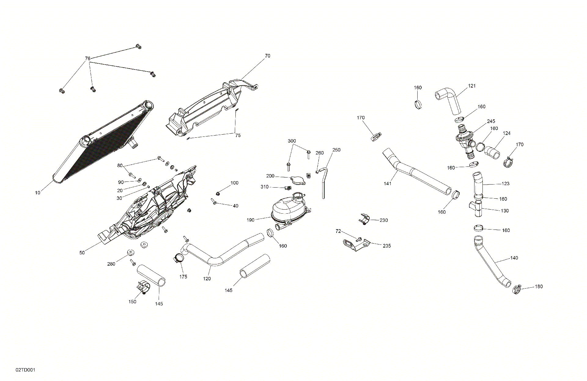 An Image of a Genuine Can-Am Parts Schematic Diagram showing the schematic - ENGINE - COOLING