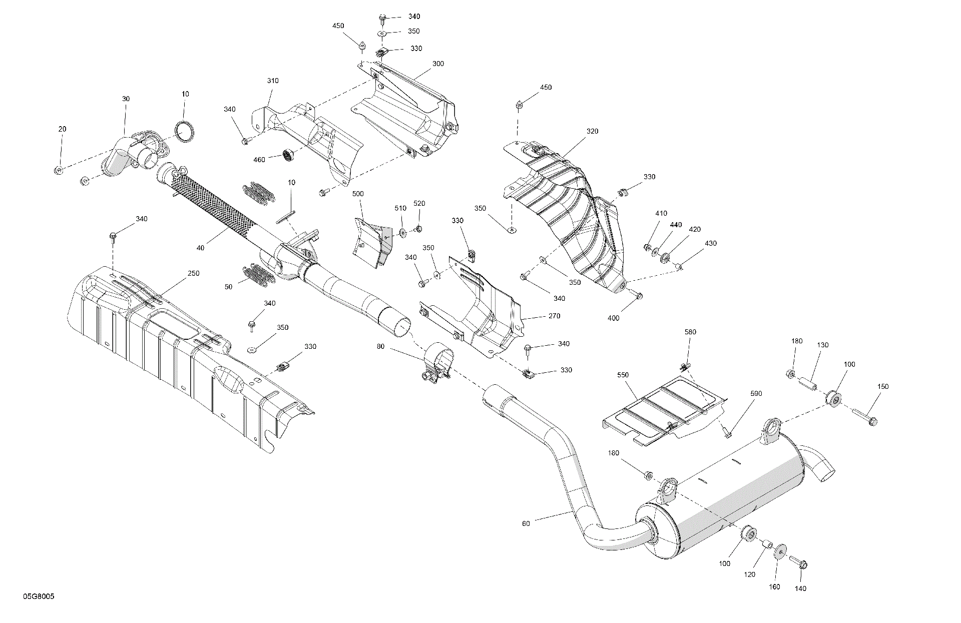 An Image of a Genuine Can-Am Parts Schematic Diagram showing the schematic - ENGINE - EXHAUST