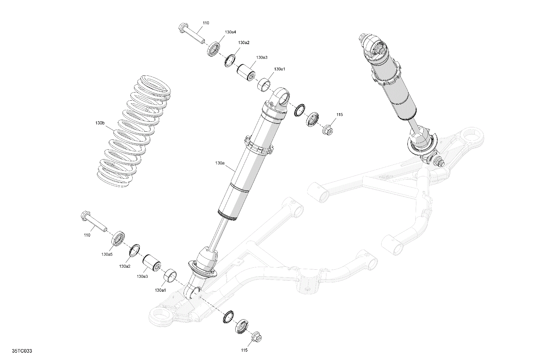 An Image of a Genuine Can-Am Parts Schematic Diagram showing the schematic - SUSPENSION - FRONT SHOCKS - BUILT UP TO DECEMBER 31ST 2022
