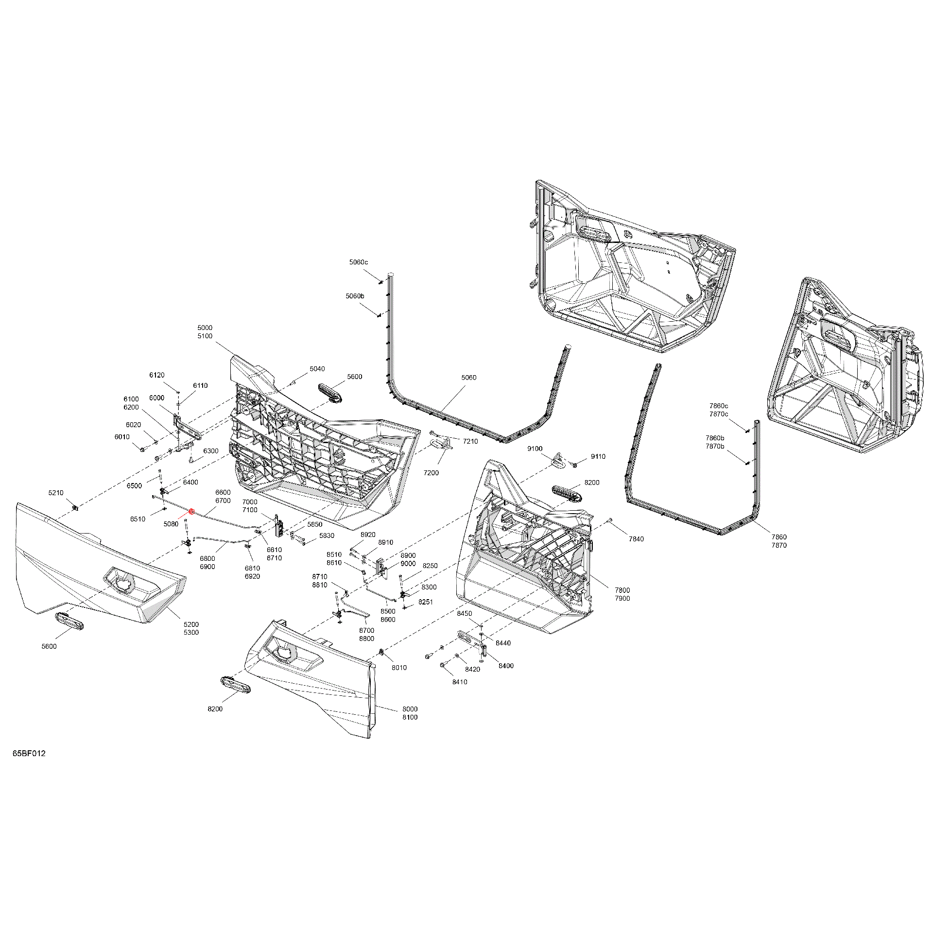 An Image of a Genuine Can-Am Parts Schematic Diagram showing the schematic - ENCLOSURE CAB - DOORS
