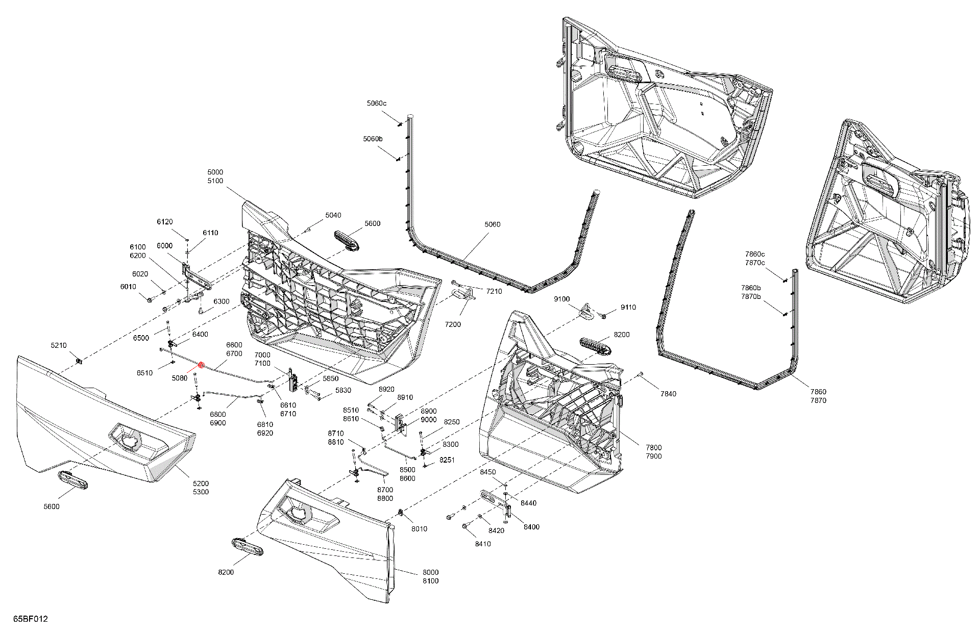 An Image of a Genuine Can-Am Parts Schematic Diagram showing the schematic - ENCLOSURE CAB - DOORS