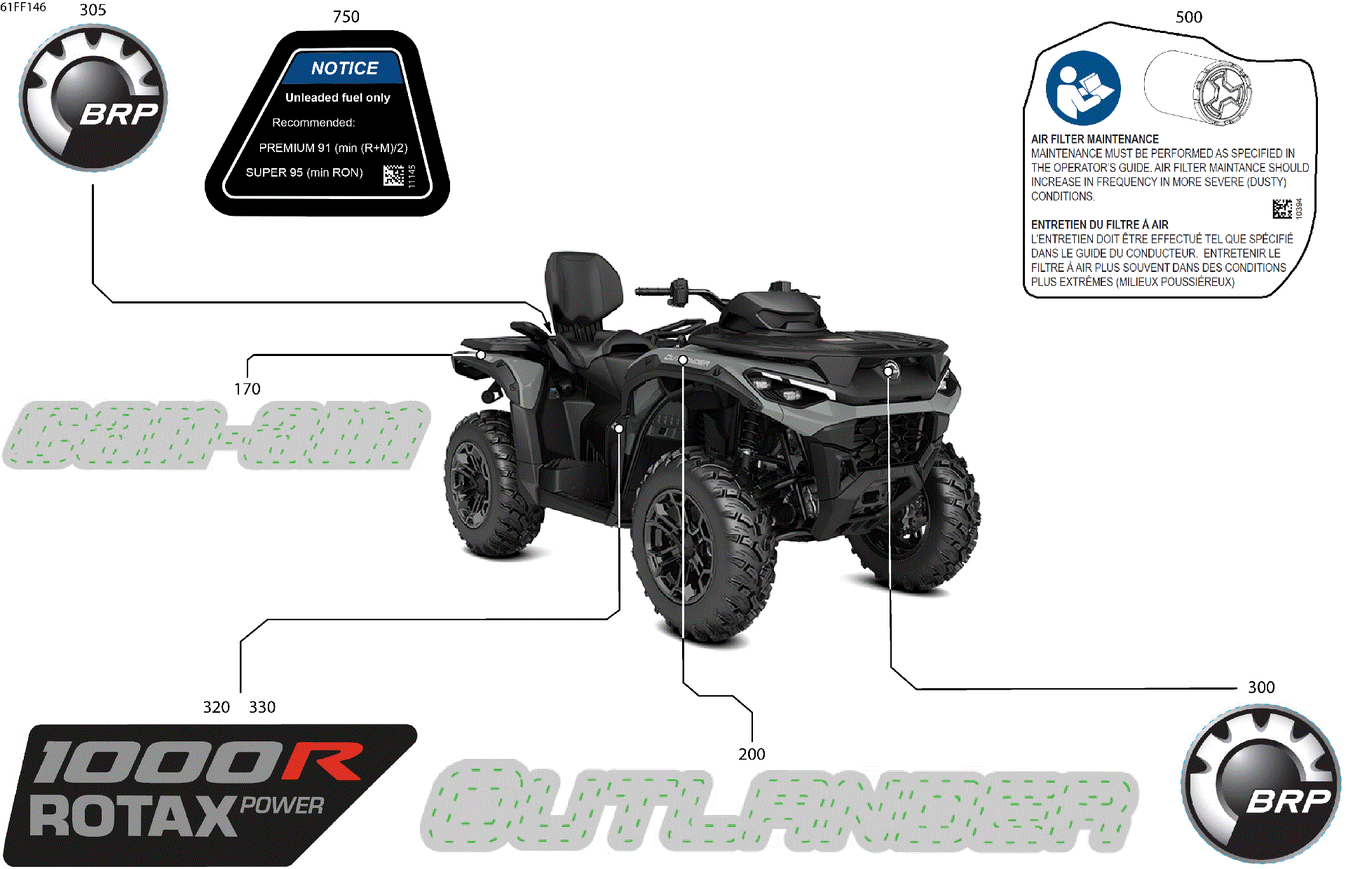An Image of a Genuine Can-Am Parts Schematic Diagram showing the schematic - BODY - FEATURE DECALS