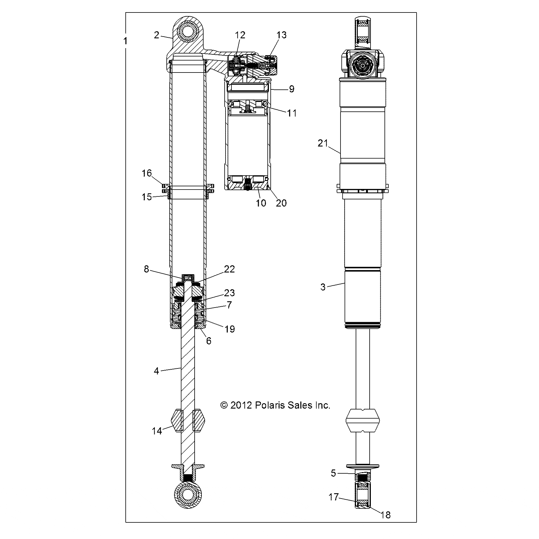 1.5 Reservoir Shock, Rear by Polaris 7043909 OEM Hardware P7043909 Off Road Express Drop Ship