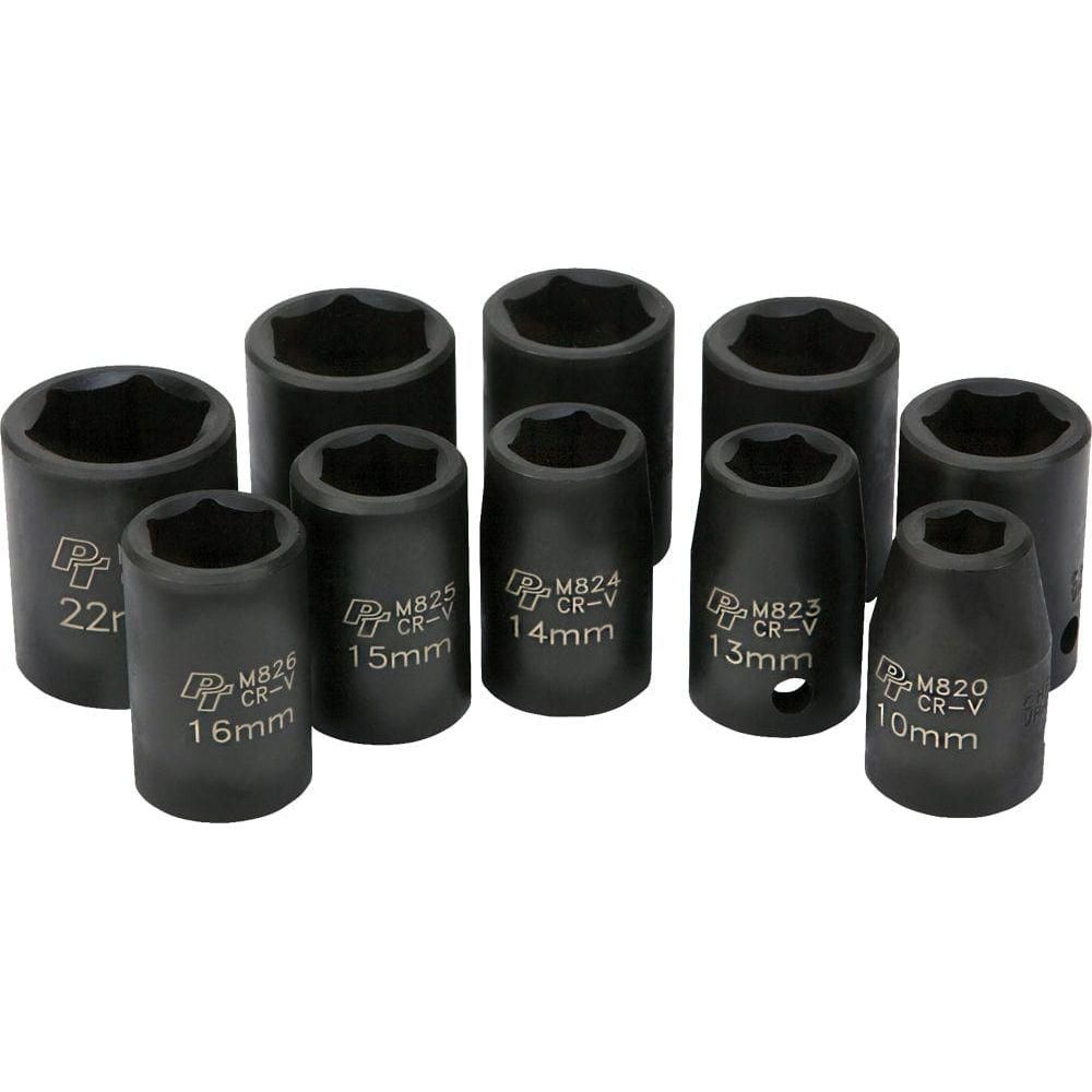 10 Pc 1/2" Met Imp Skt Set Shallow by Performance Tool M593DB Hand Tool