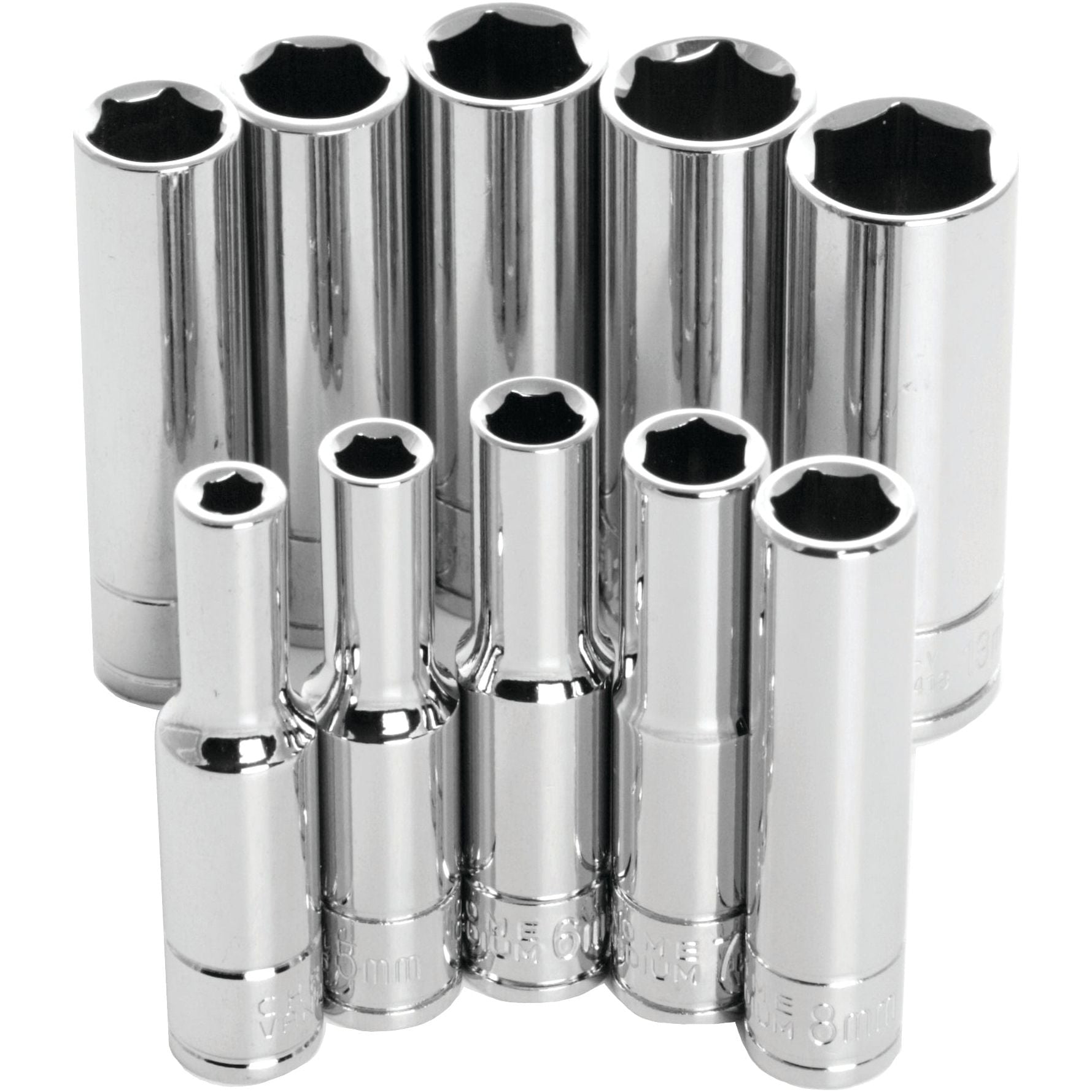10 Pc 1/4" Met Socket Set Deep by Performance Tool W36400 Hand Tool