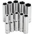 10 Pc 1/4" Met Socket Set Deep by Performance Tool