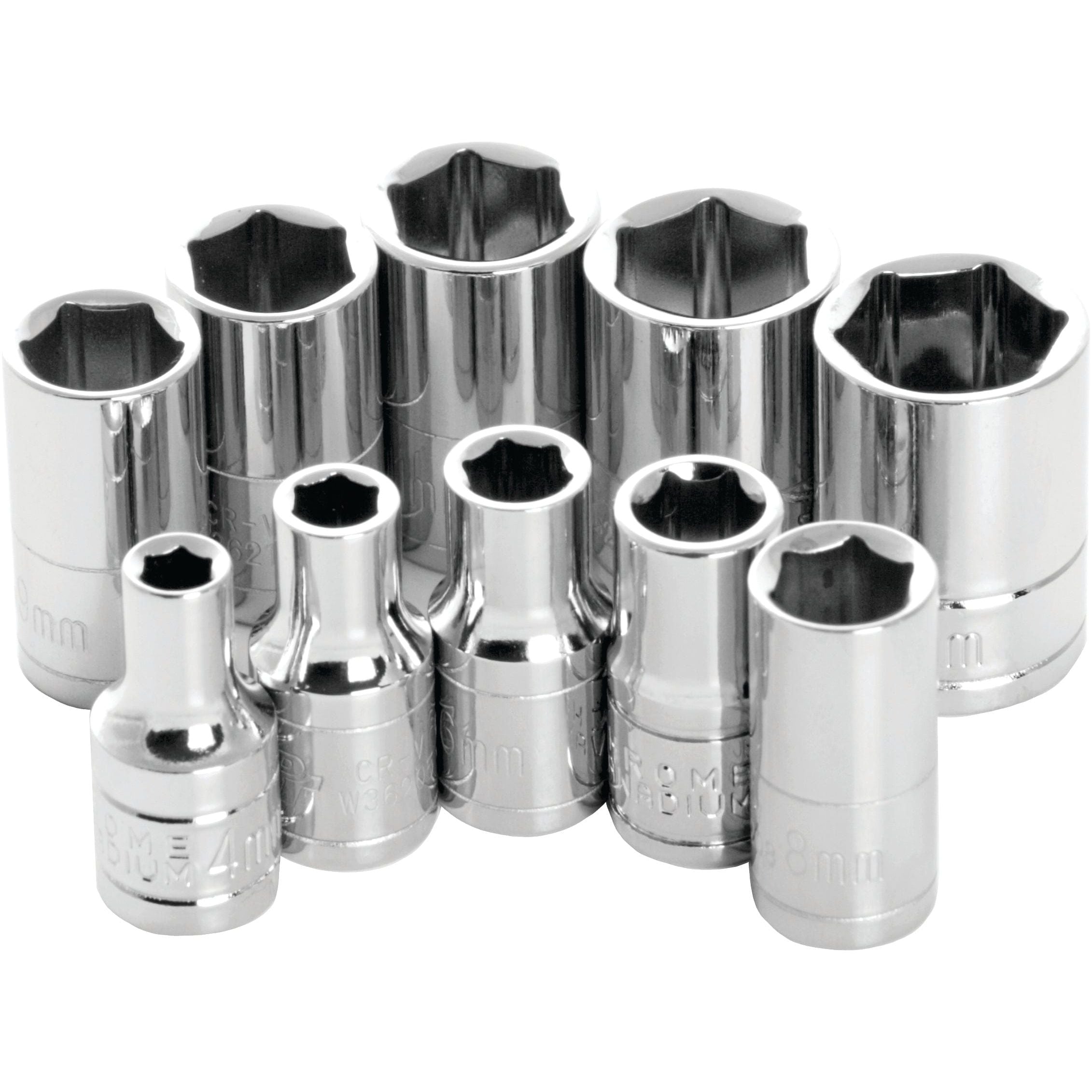 10 Pc 1/4" Met Socket Set Shallow by Performance Tool W36202 Hand Tool