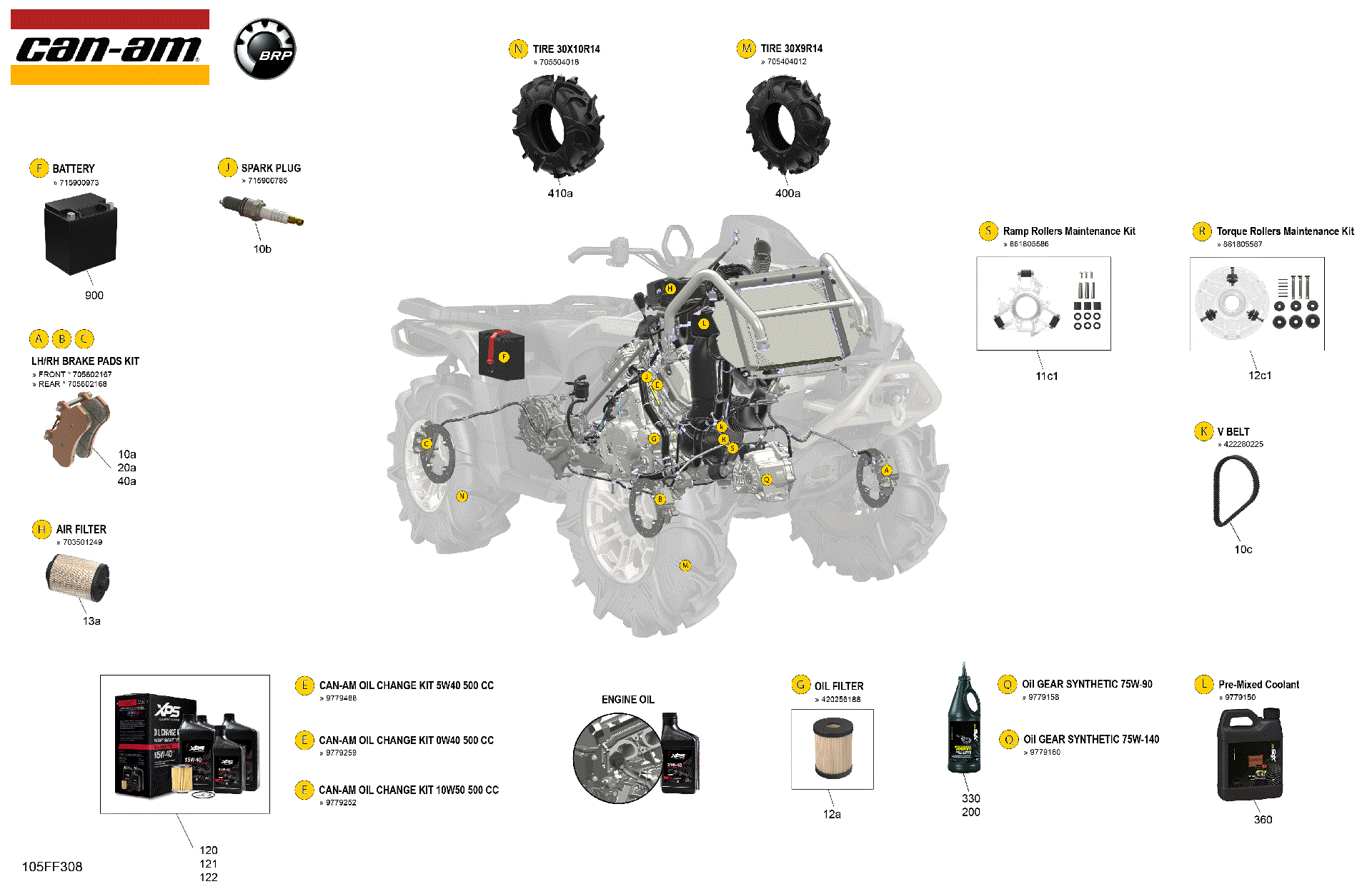 An Image of a Genuine Can-Am Parts Schematic Diagram showing the schematic - SERVICE - MAINTENANCE PARTS & FLUIDS