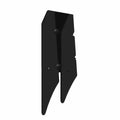 Matte black angular metal belt guard with two mounting holes and tapered lower edges.
