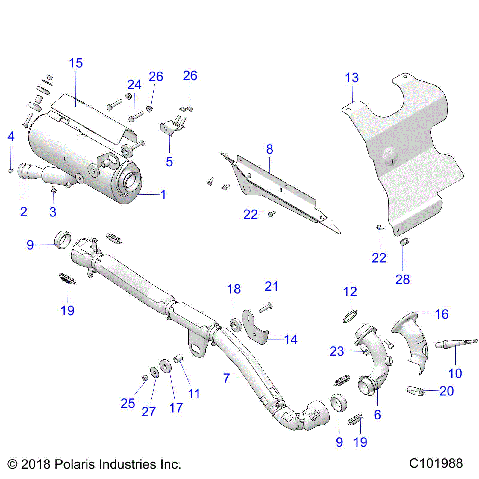 An Image of a Genuine Polaris Parts Schematic Diagram showing the schematic - ENGINE: EXHAUST EVAP - 2020 POLARIS SPORTSMAN 570 UTILITY