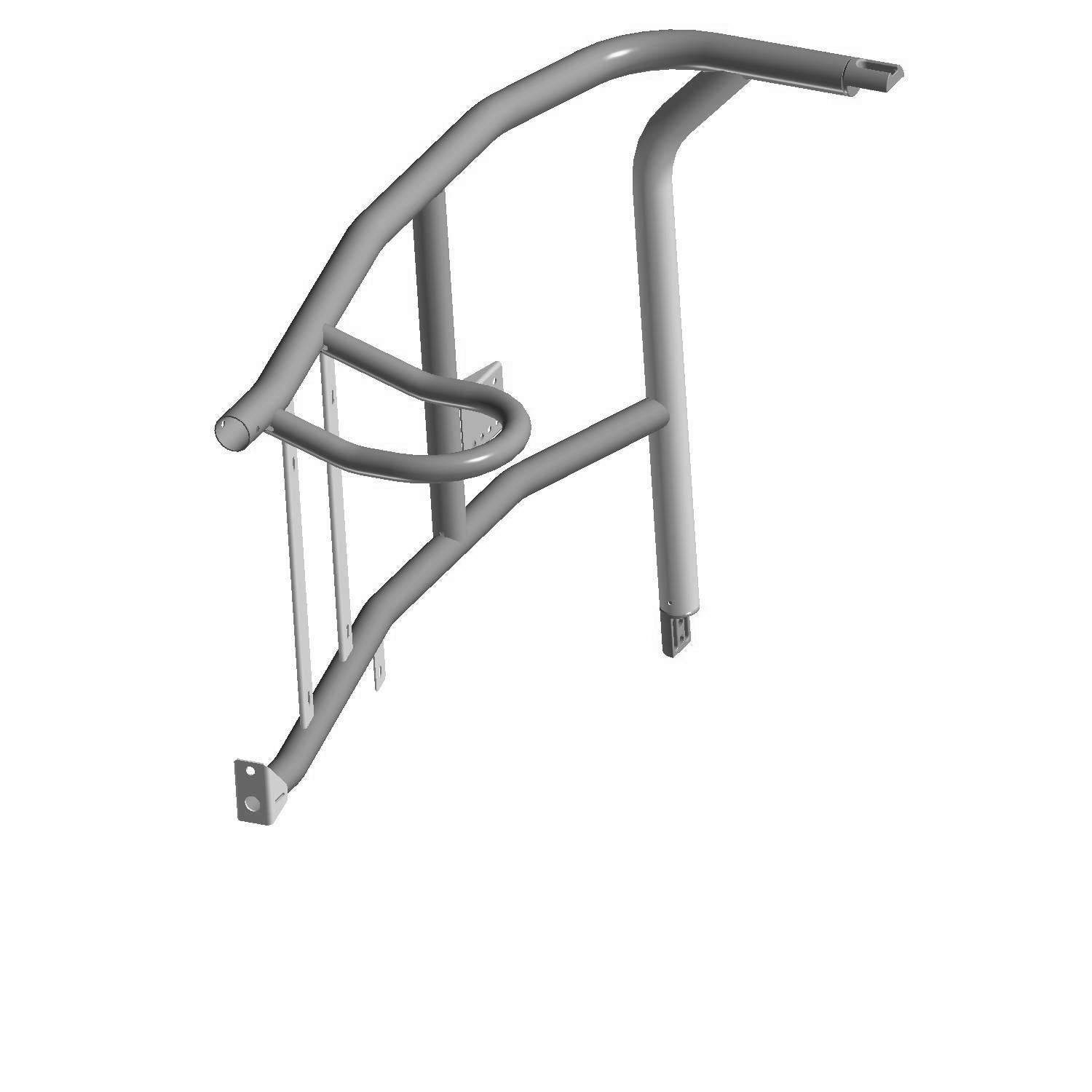 Black metal rear cab frame sleeve with curved tubular design and mounting brackets.