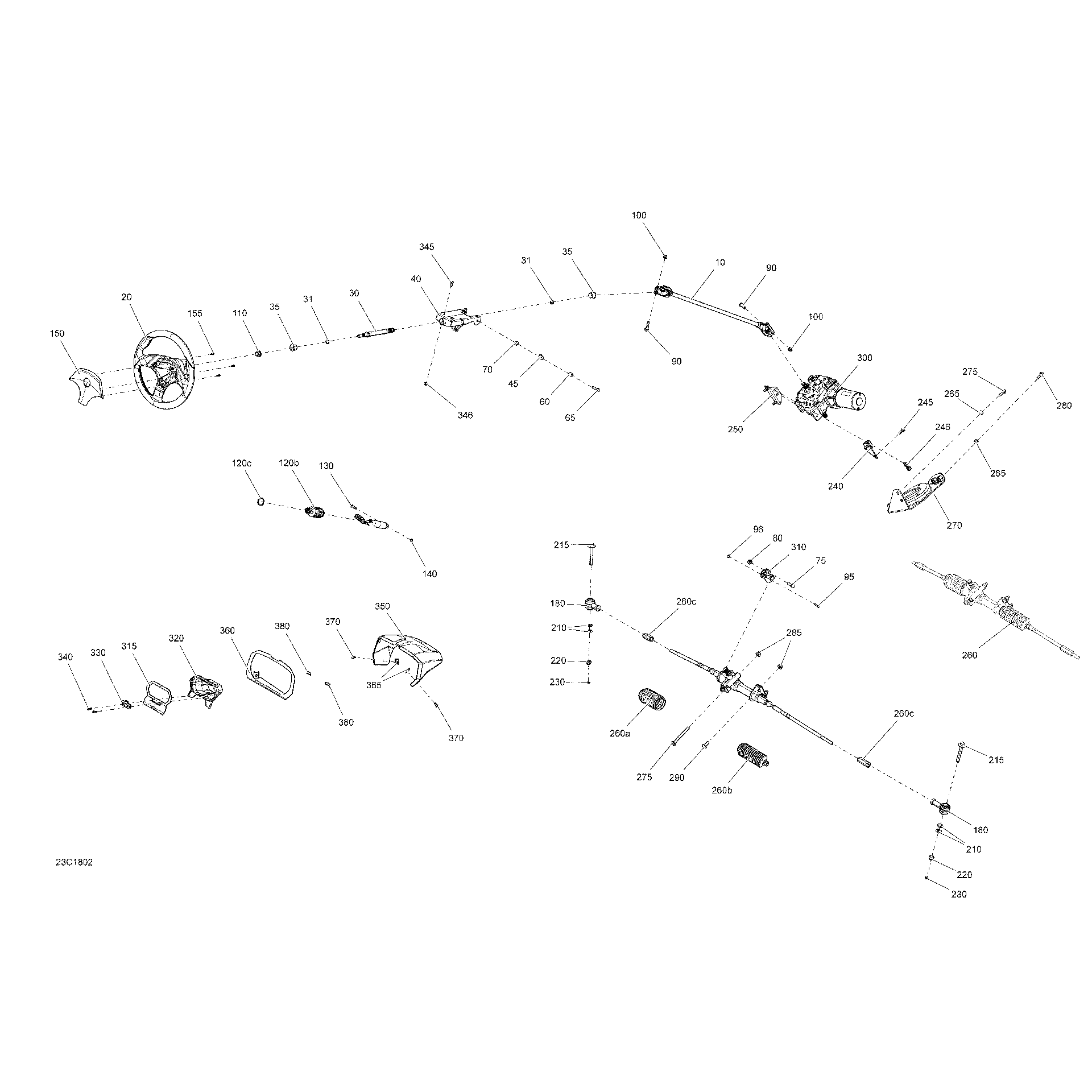 An Image of a Genuine Can-Am Parts Schematic Diagram showing the schematic - STEERING - EXCEPT PACKAGE STD