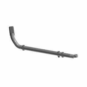 Black metal engine cradle arm with bent tubular design and mounting points.