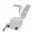 Silver metal saddlebag hinge extender with multiple mounting holes and two black bolts.