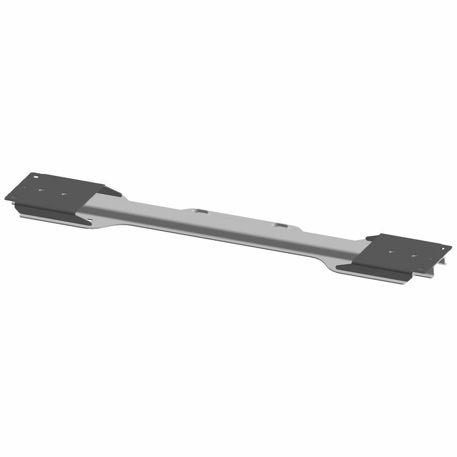 Black metal rear sway bar bracket with welded design and mounting holes on each end.