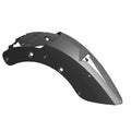 Glossy black curved rear fender with mounting holes and smooth finish for motorcycle.