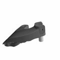 Matte black metal motorcycle foot peg mount with integrated cylindrical pin and two mounting holes.