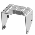 Silver metal cruise control bracket with angled sides and multiple mounting holes.