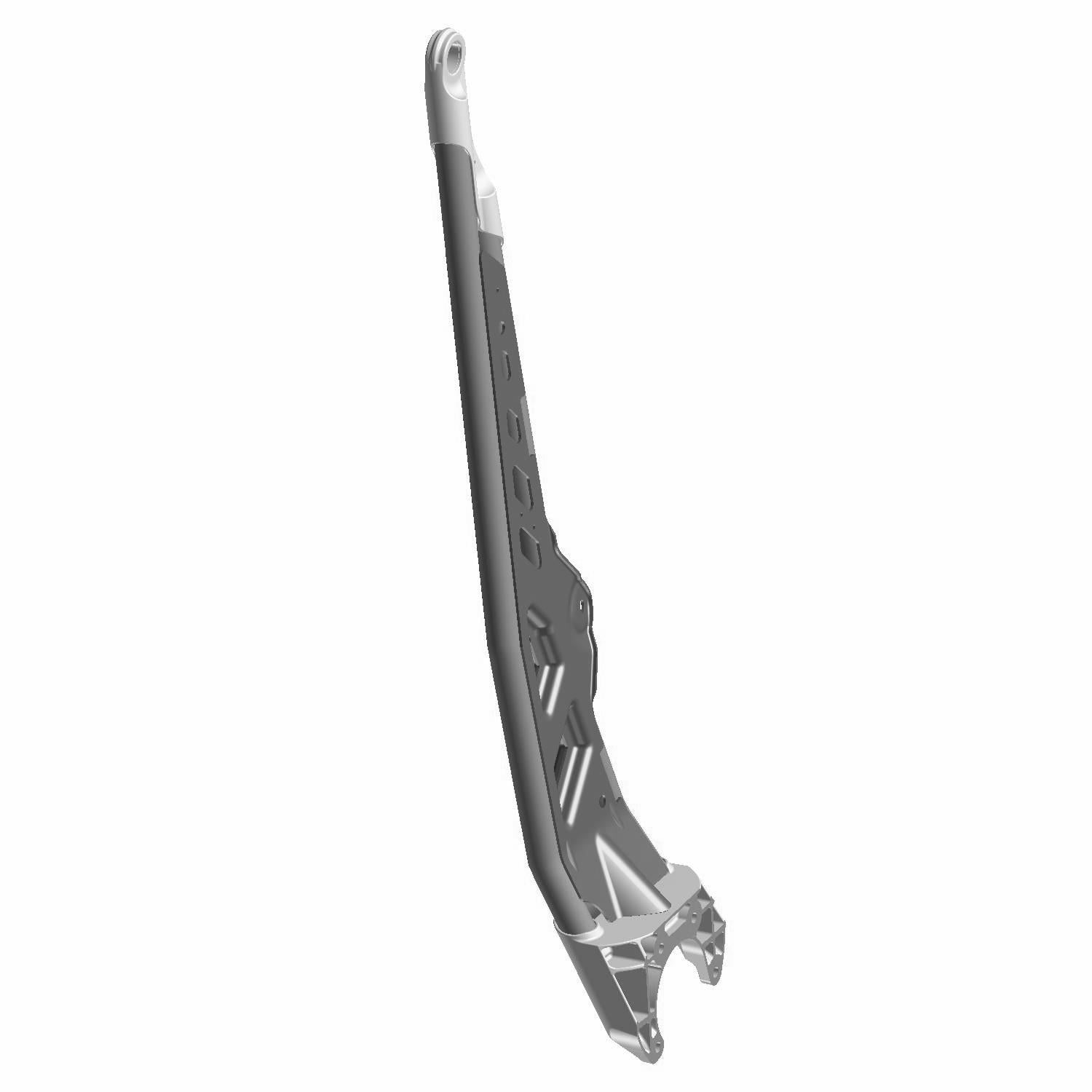 Metallic trailing arm with a sleek, elongated design and mounting points for Polaris off-road vehicles.