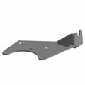Gray metal mounting caliper bracket with multiple bolt holes and angled tab end.