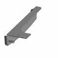 Gray metal tailgate support bracket with welded right-angle design and mounting holes.