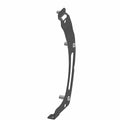 Black metal saddlebag bracket with mounting holes and elongated slots for adjustable fit.