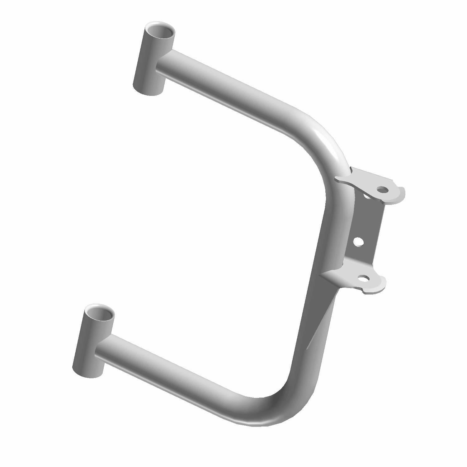 White metal rear upper A-arm with cylindrical mounts and flat mounting brackets for off-road vehicle suspension.