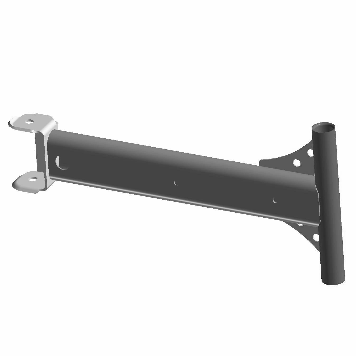 Black metal rear upper A-arm with mounting brackets, designed for Polaris UTVs.