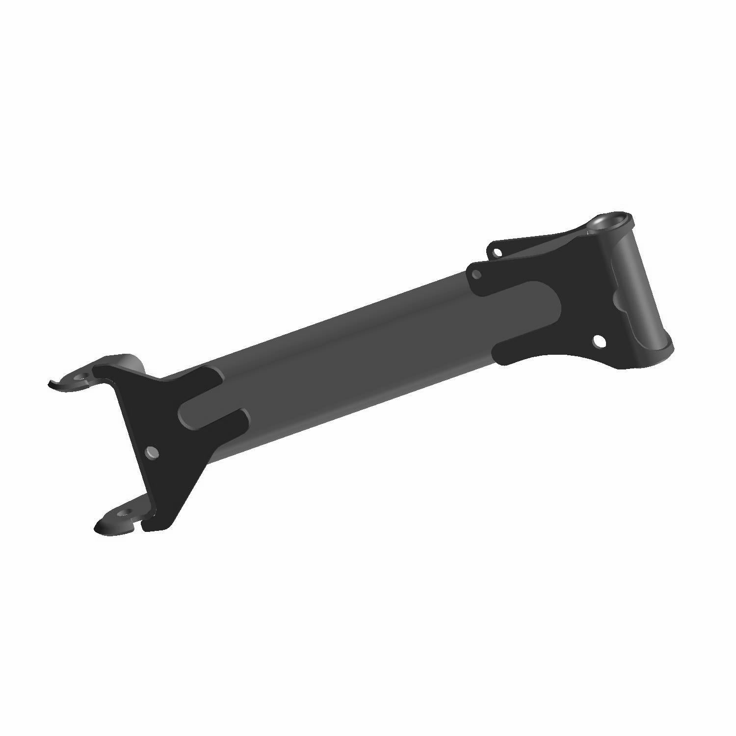 Black metal rear upper A-arm with mounting points, designed for off-road UTV suspension.