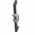 Black metal engine mount weld bracket with angular design and multiple bolt holes.