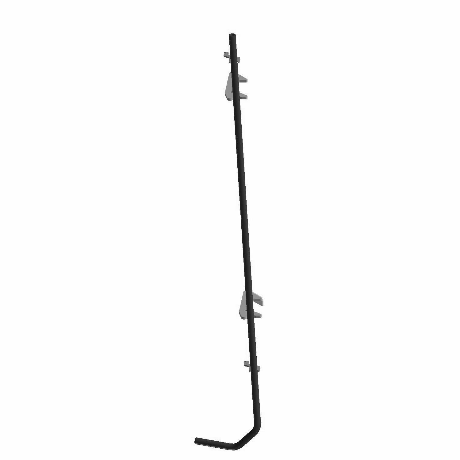 Black metal box tilt release lever with angled handle and mounting brackets.