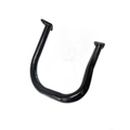 Glossy black steel highway bar with curved U-shape and mounting brackets on each end.