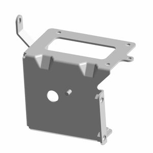 Gray metal ABS mount bracket with rectangular cutout and multiple mounting points.