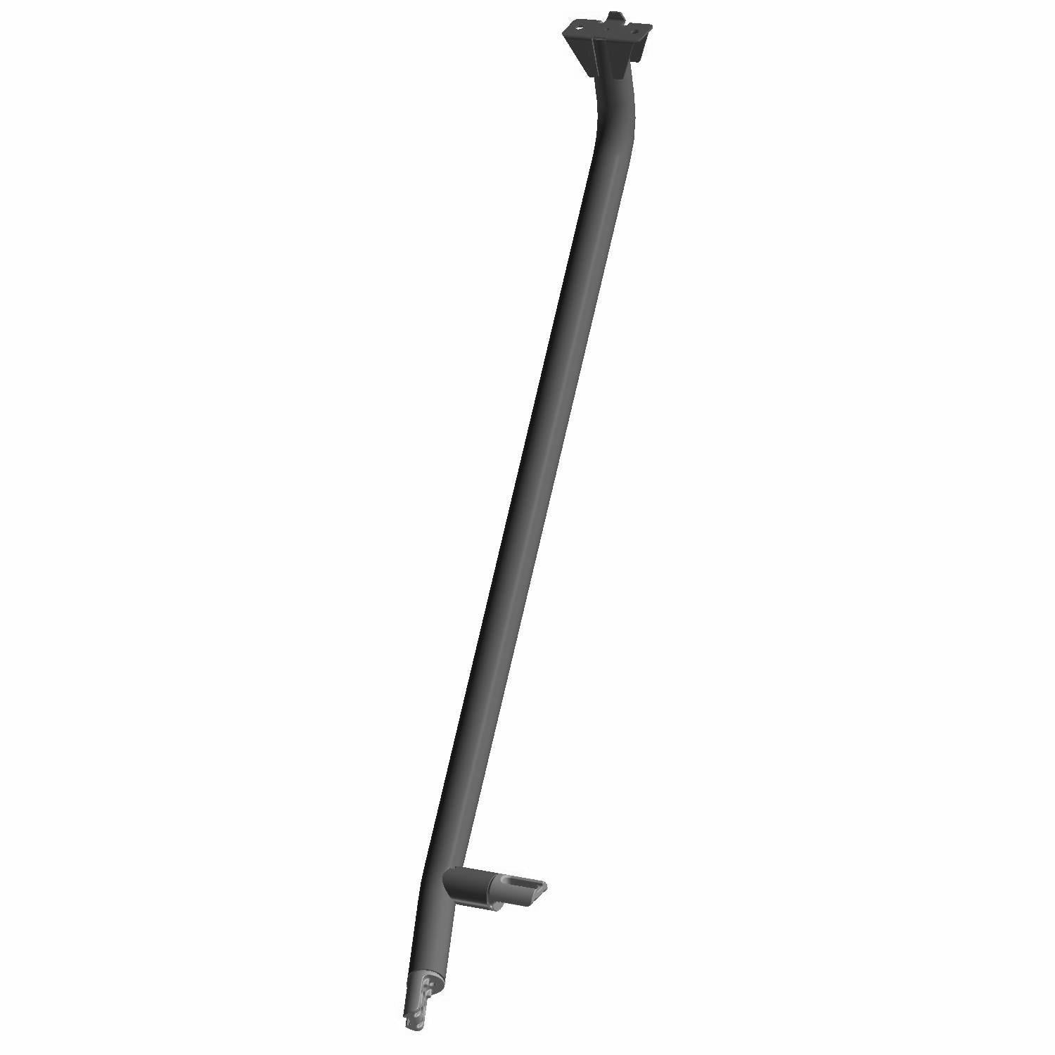 Matte black Polaris cab frame extension bar with angled mounts, slim and sturdy design.
