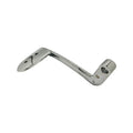 Chrome-plated motorcycle brake pedal with two mounting holes and angled design.
