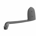 Flat black metal brake pedal with curved arm and mounting holes for motorcycle use.