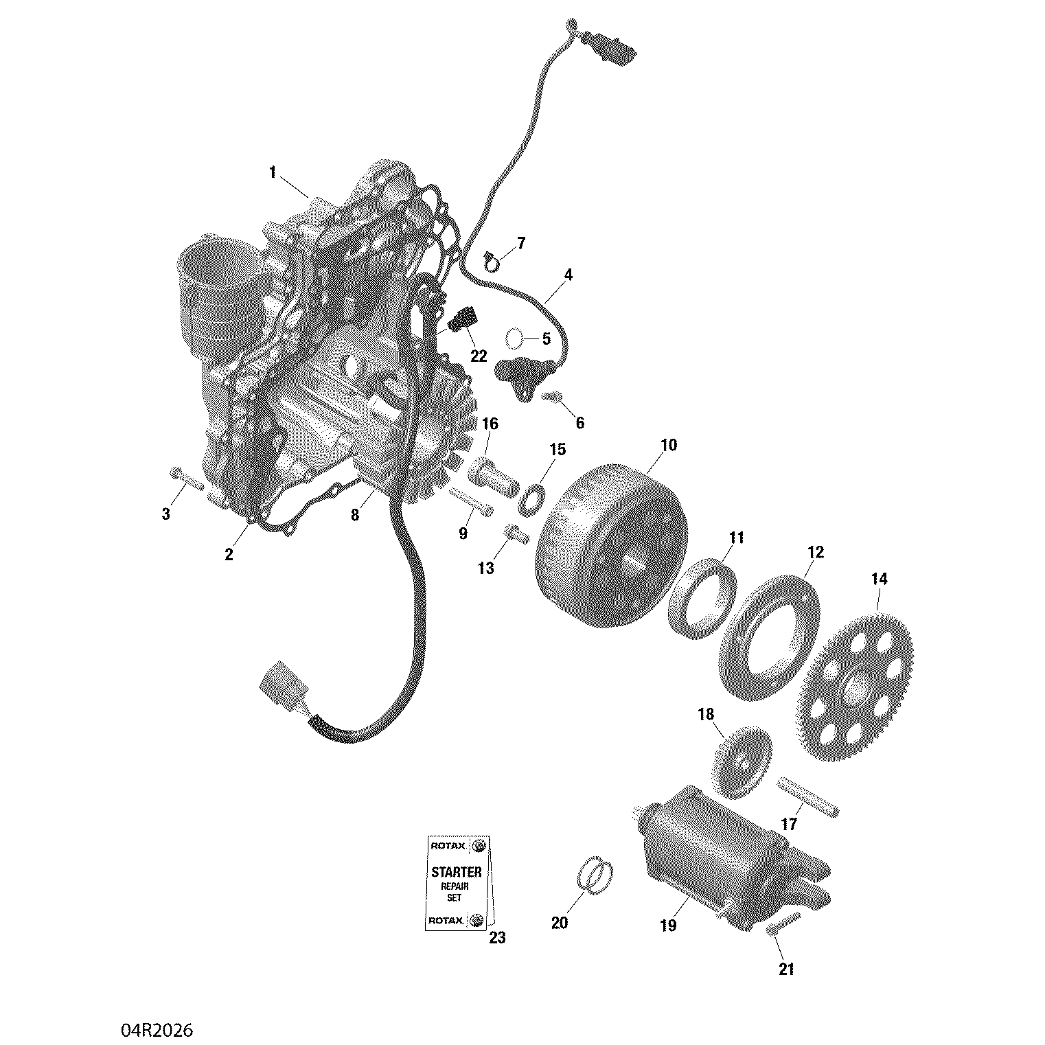 An Image of a Genuine Can-Am Parts Schematic Diagram showing the schematic - MAGNETO AND ELECTRIC STARTER