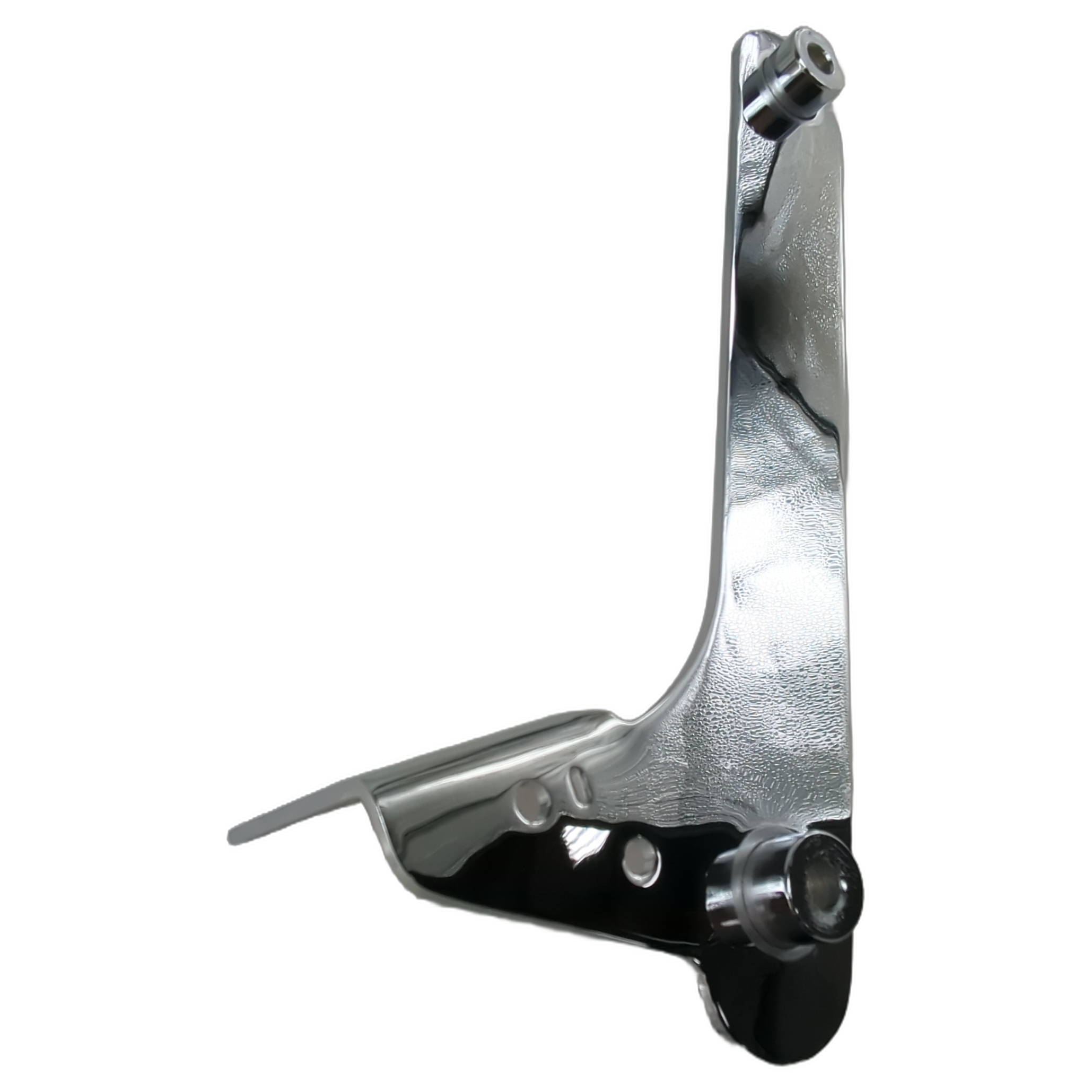 Right-side chrome light bar bracket with smooth curved arm and mounting holes.