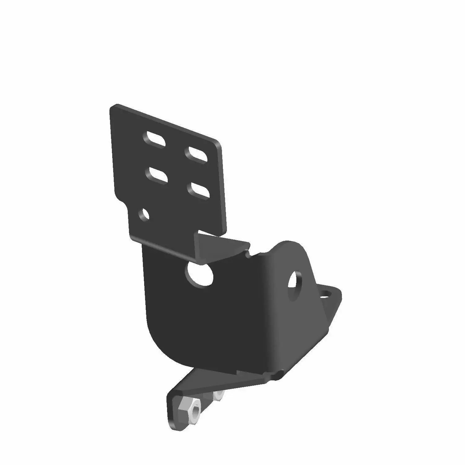 Black ABS plastic bracket with multiple mounting holes and angled design for motorcycle fitment.