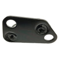 Black welded metal bracket with two large bolt holes and two welded bolt heads.