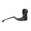 Black metal clutch lever with curved ergonomic design and mounting bracket.