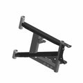 Black metal rear lower left A-arm with triangular frame and mounting points for Polaris UTV.