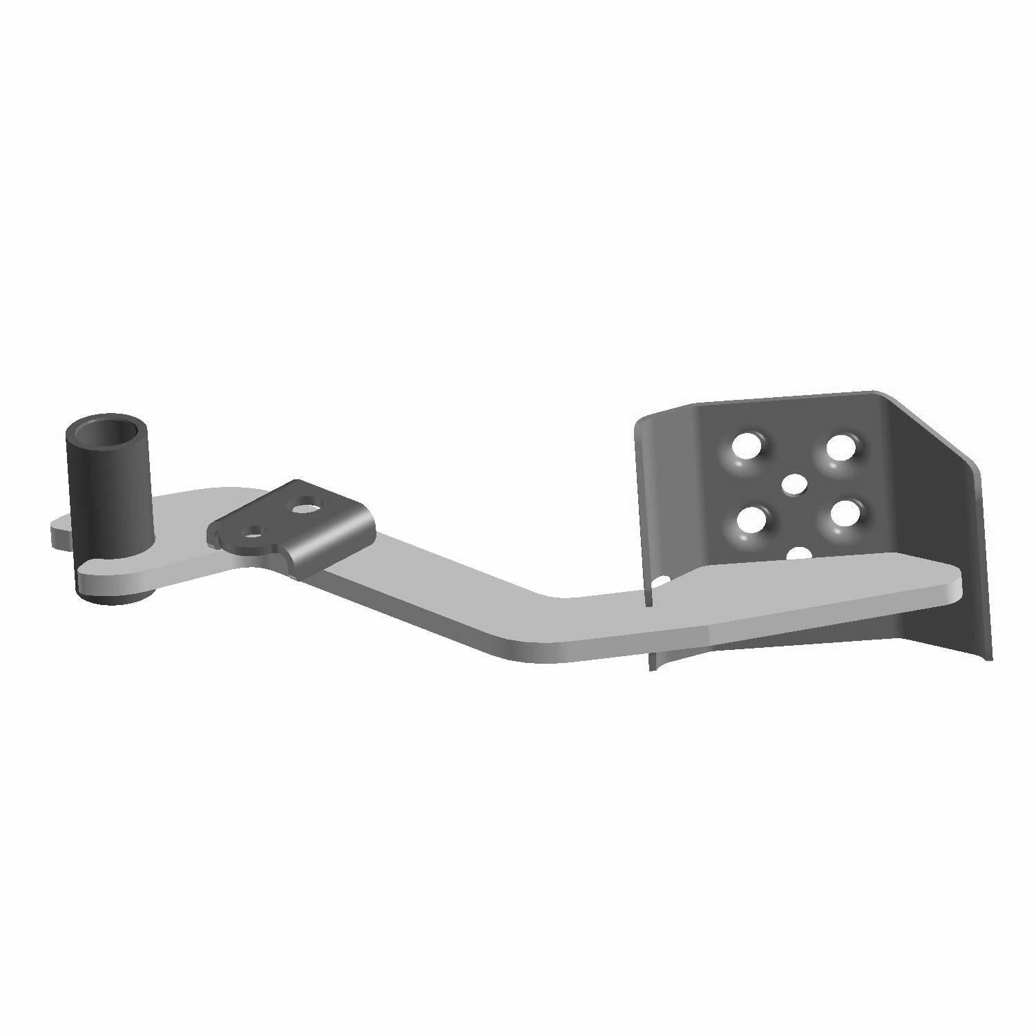Black metal brake pedal with mounting holes and cylindrical pivot for Polaris UTVs.