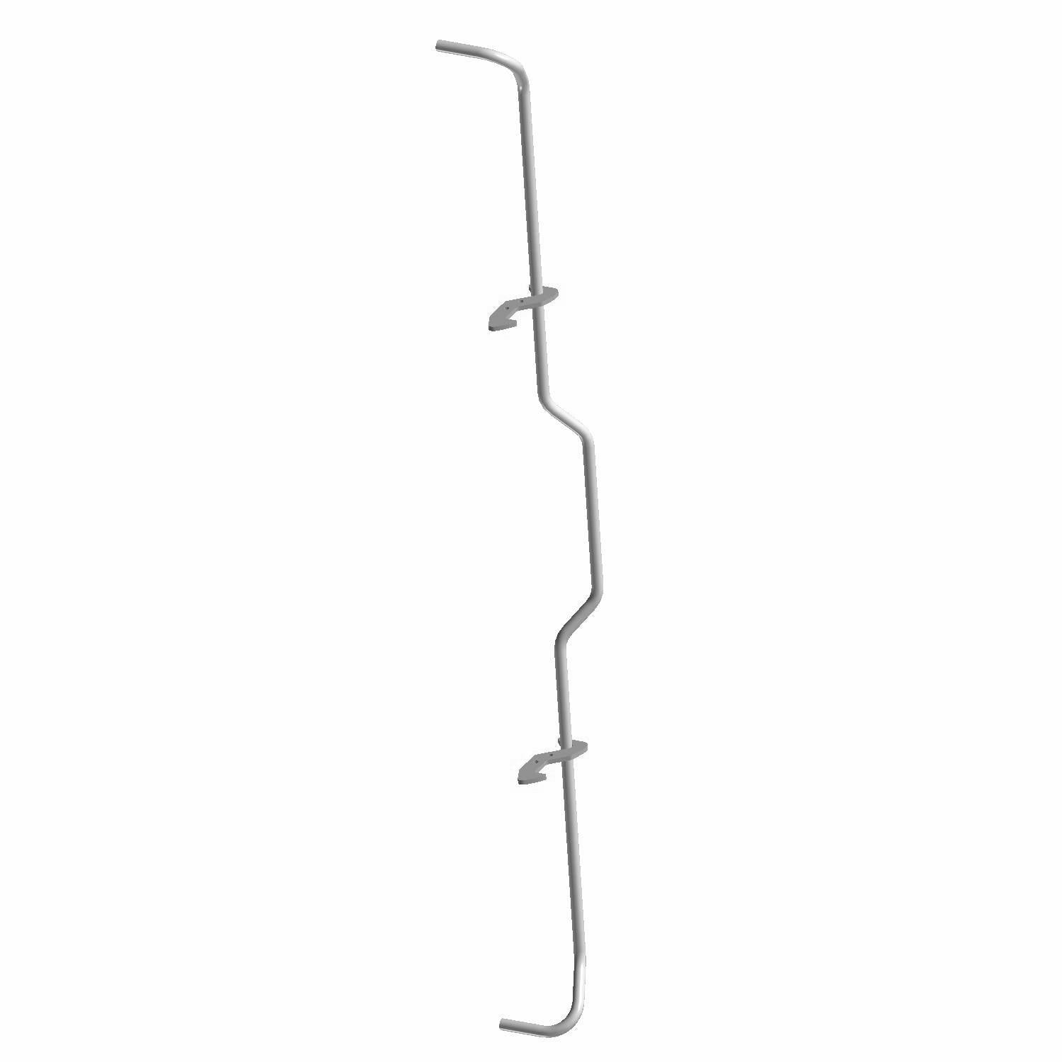 Matte black metal box latch rod with multiple bends and mounting clips for Polaris Ranger UTV.