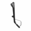 Black metal motorcycle kickstand assembly with mounting holes and silver support rod.