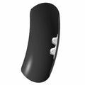 Glossy onyx black curved motorcycle front fender with smooth surface and mounting brackets.