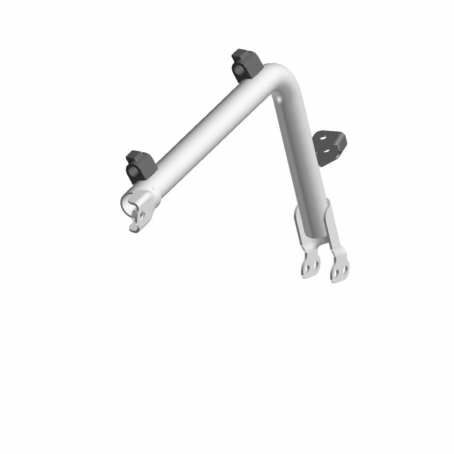 Red metal bolster bar with angled tubing and mounting brackets for Polaris off-road vehicles.