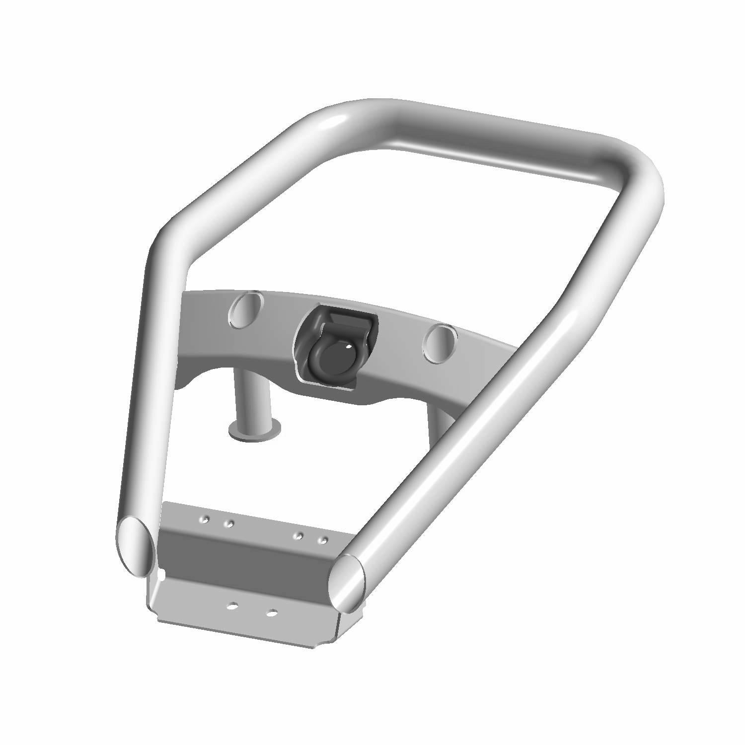Matte silver front bumper with weld construction and mounting bracket for Polaris UTV.