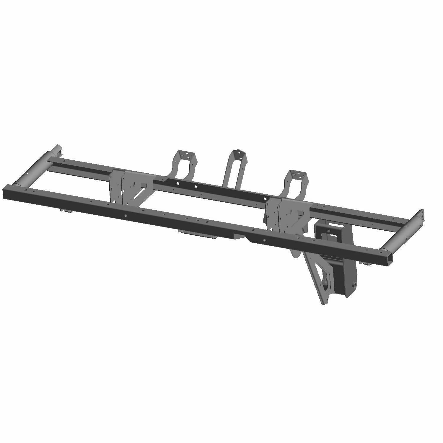 Black steel cab support weld frame with multiple mounting brackets, designed for Polaris Ranger UTVs.