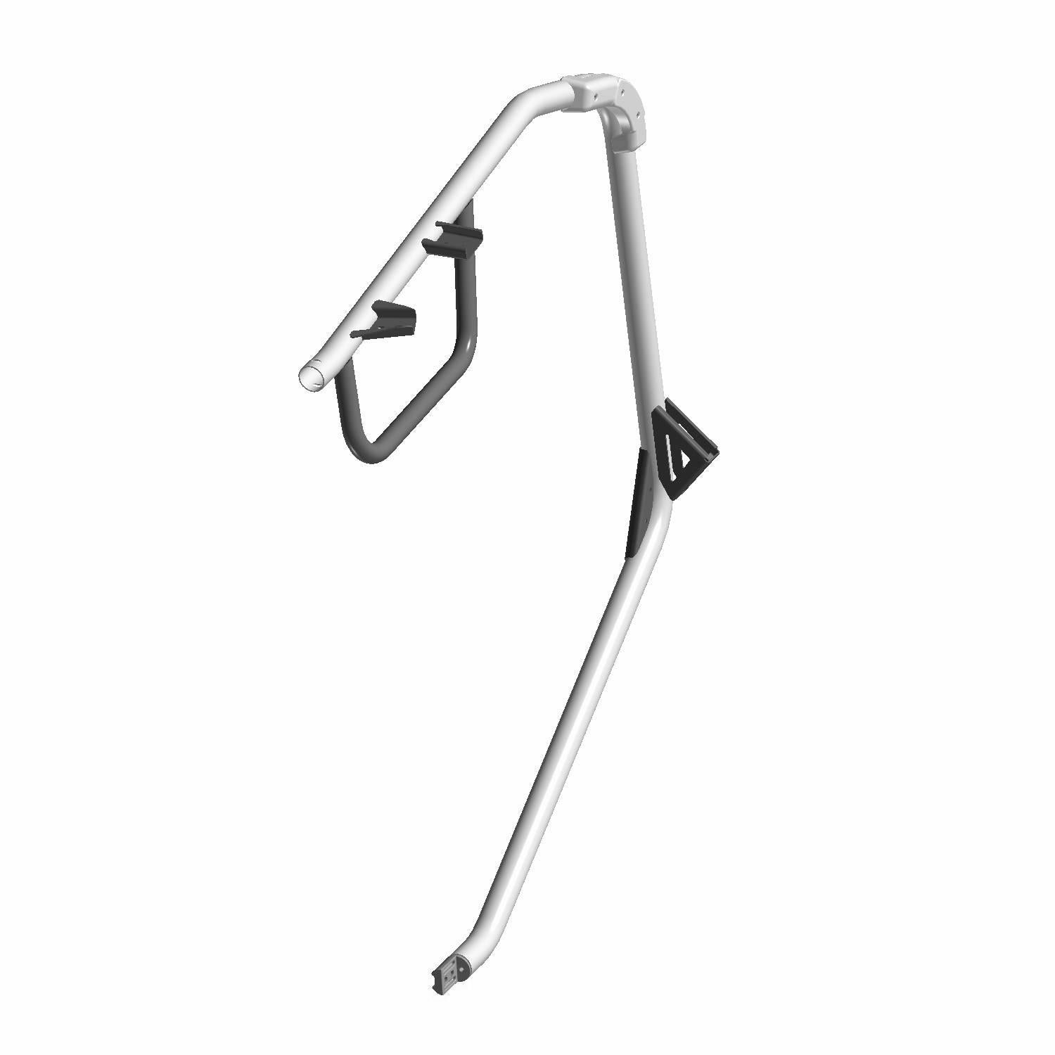 Silver metal cab frame weld front left crew with black mounting brackets for Polaris Ranger UTV.